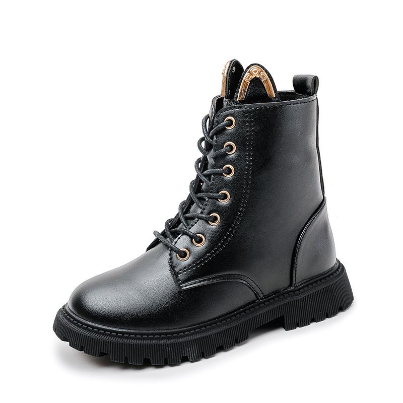 Winter 2025 Mädchen-Stiefeletten: Koreanischer & Britischer Stil High-Top Martin Stiefel mit Samtfutter