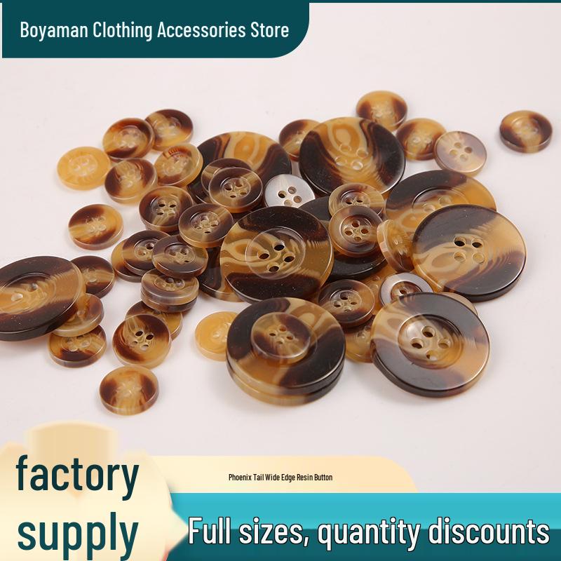 Pryskyřičné knoflíky Phoenix Tail - Tenké, Široký okraj pro Pracovní oděvy, Košile, Župany & Dětské oblečení. Všestranný na kabáty.