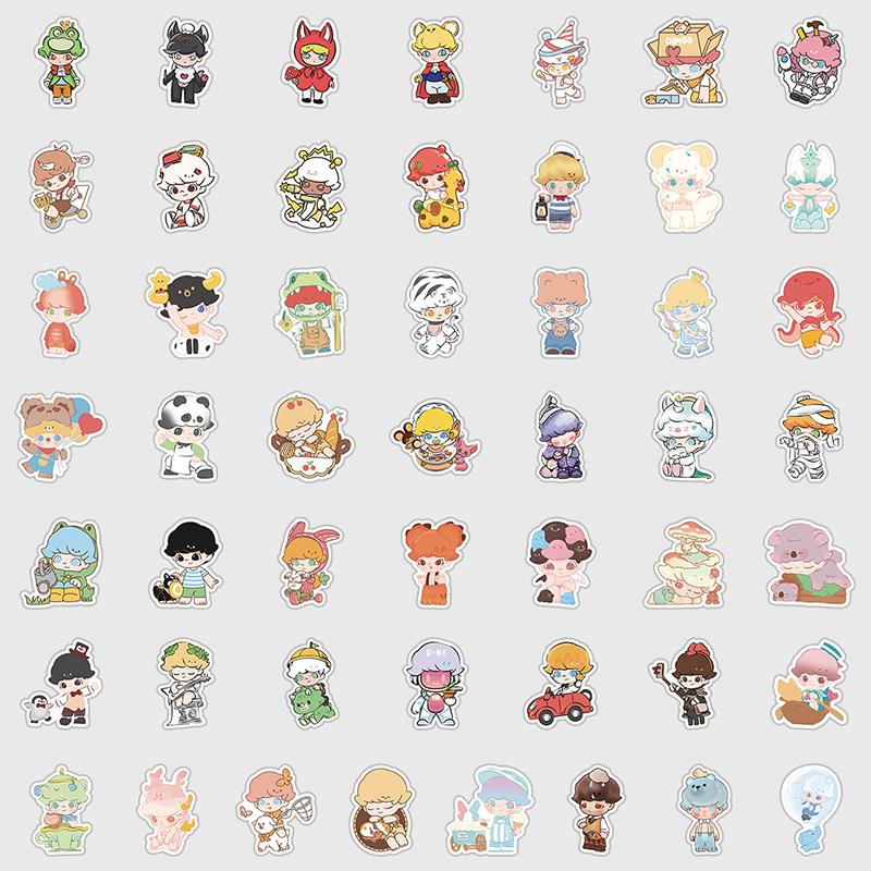 50Sheets/Set Cute Labbubu Stickers For Kids Cartoon Bubble Matt Graffiti Sticker