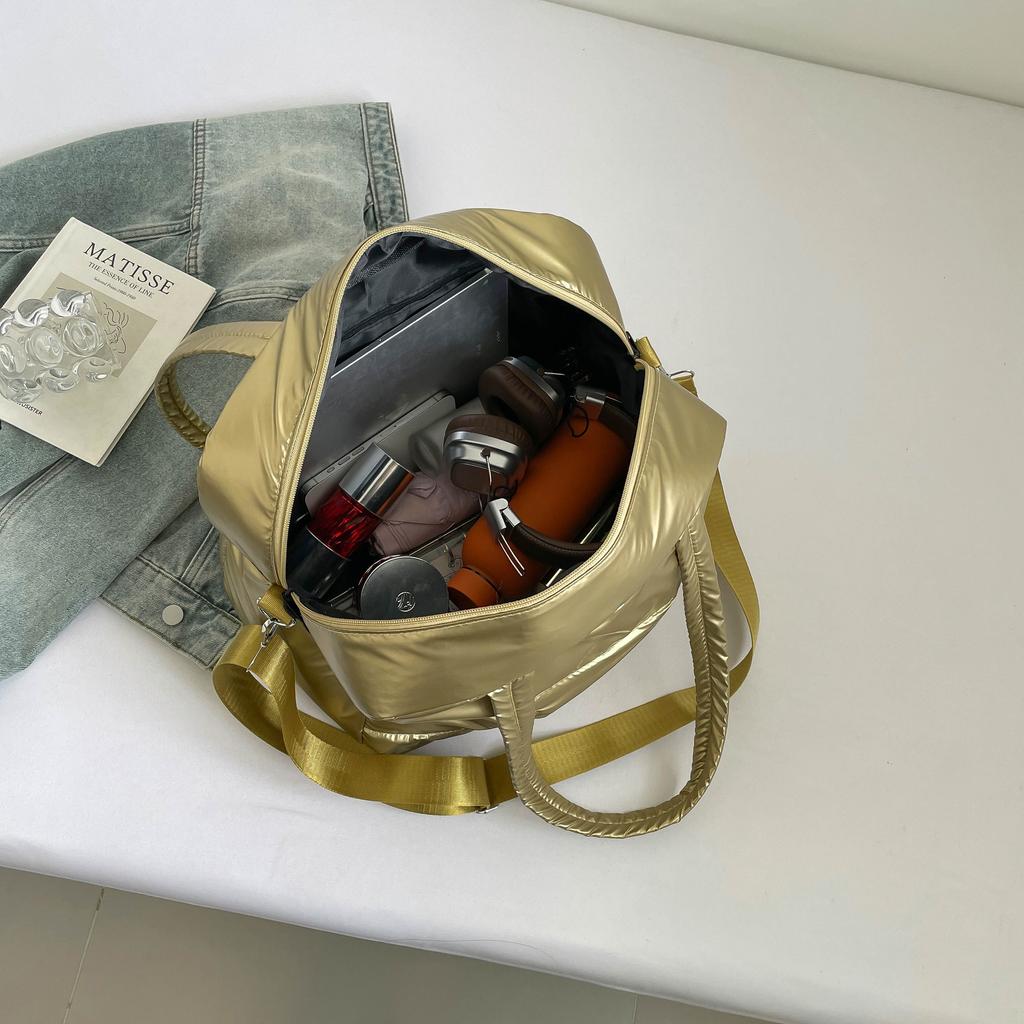 Yogodlns Quilted Solid Color Padded Travel Bag Portable Stylish Large Capacity Handbag for Women Sports Work & Everyday Use