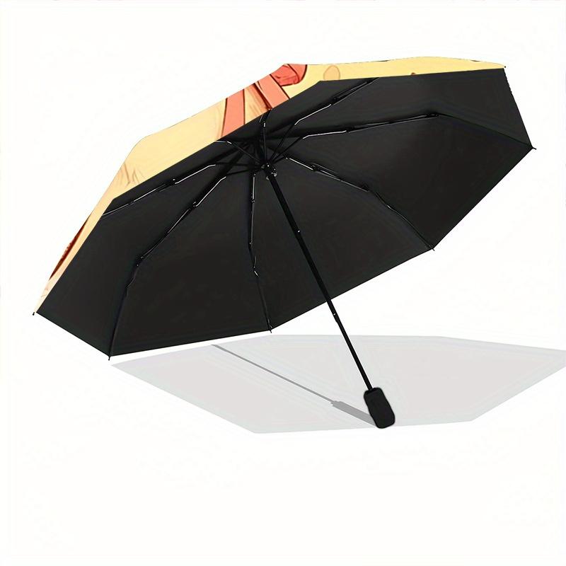 1pc Fox & Flower Pattern Beautiful Looking Automatic Folding Fashion Umbrella, 3 Folding, 8 Pole Frame Design, Durable and Suitable for Travel and Dai