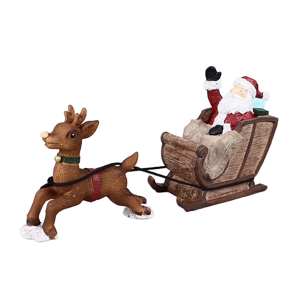 Christmas Aquarium Decoration Resin Father Christmas Reindeer Sleigh Ornament Decorative Fish Tank