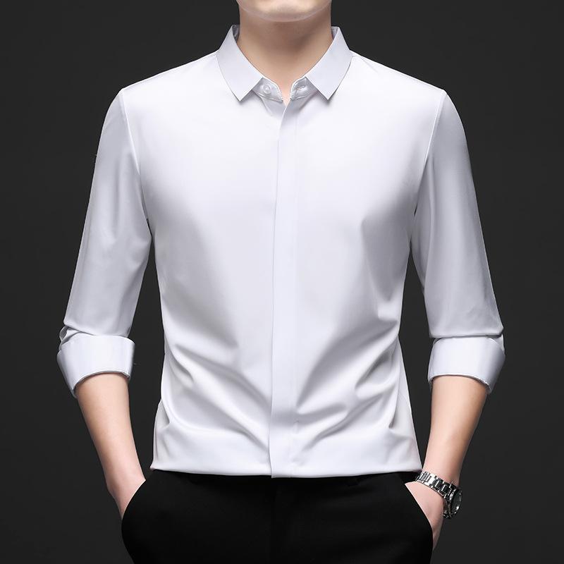 Middle-Aged & Young Men's Shirt Autumn Long Sleeve Lapel Collar Fashion Casual