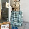 Large Capacity, Minimalist, Single Shoulder Checkered Bag, Lightweight, Commuting Canvas Bag, Double-sided, Dual-use Tote Bag