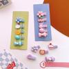 5-Piece New Colorful Small Cartoon Resin-fabric Covered Hair Clips. Cute Designs,hair-friendly Covered Clips,perfect for  Hair.