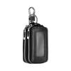 Double Card Key Fob Case Leather RFID Smart Keychain Key Holder with Metal Hook Key Ring Zipper Bag for Limo Conkey Fob Black [uxcell]