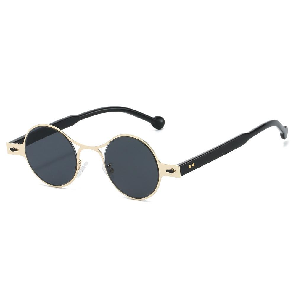 New Retro Round Gradient Women Sunglasses  Brand Metal Frame Punk Style Design Men Trendy Rivet Sun Glasses Uv400