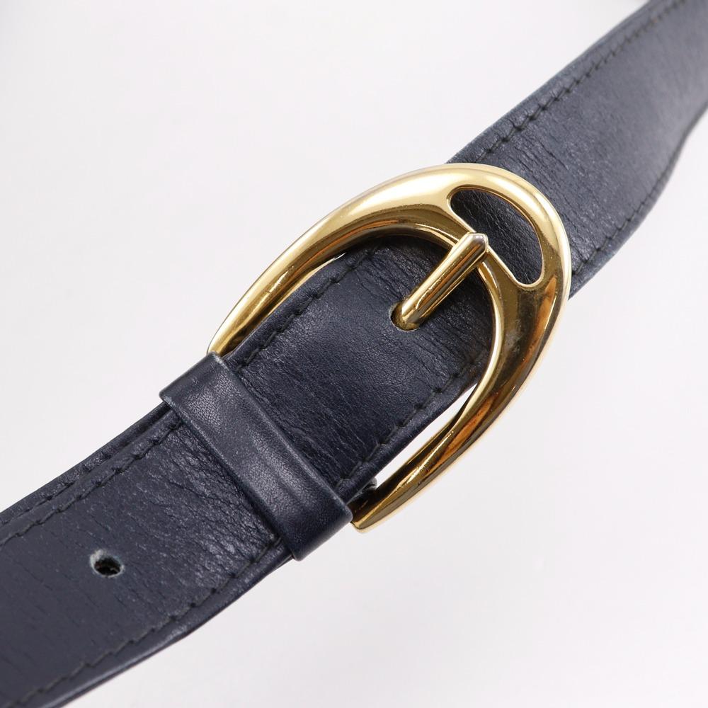 CELINE Old Celine Shoulder Bag Macadam Horse Hardware vintage Navy blue canvas/leather Women Used