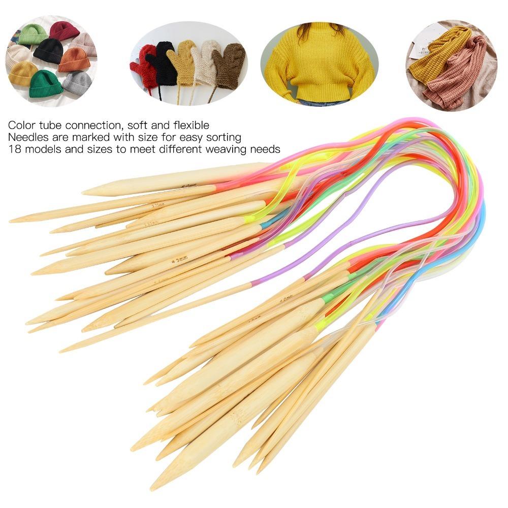 18pcs Wood Double Point Knitting Needles 2mm - 10mm Sizes Knitting Tool Set  For Weave