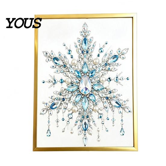 Holiday Decoration Making Sets DIY Jewelry Faux Pearl Art Painting Kit with Frame, Christmas Handmade Festive Wall Crystal Gem Craft Set for