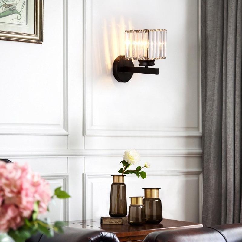 Modern Square And Circular Crystal Wall Lamps For Living Room And Bedroom Decor