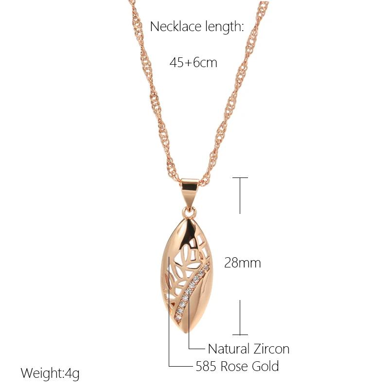 Trendy Ethnic Bride Pendant Necklace For Women Rose Gold Color With Natural Zircon Pendant Dat Daily Fine Boho Jewelry
