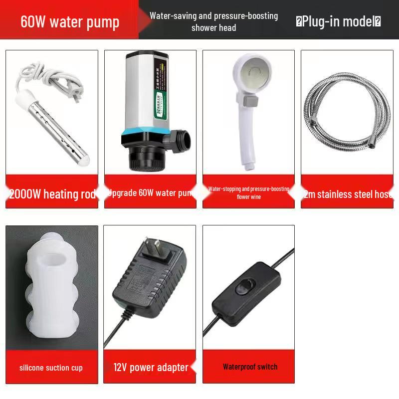 Portable Rechargeable Electric Shower Head for Dorms, Rentals, Outdoors