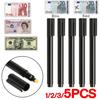 5-1PCBlack Plastic Fake Money Checker Pocket Size Counterfeits Money Detector Pen Portable for US Dollar Bill Euro Pound Yen Won