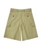 BEYOND CLOSET [Collection Line] Belted Detail Washed Cotton Cargo Half Pants Khaki