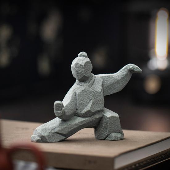 Scultura Tai Chi, Decorazione Compatta di Arti Marziali Kung Fu per Scrivania, Tavolino da Tè e Mensola per Curiosità, Animale da Tè Multifunzionale e Ornamento da Studioso