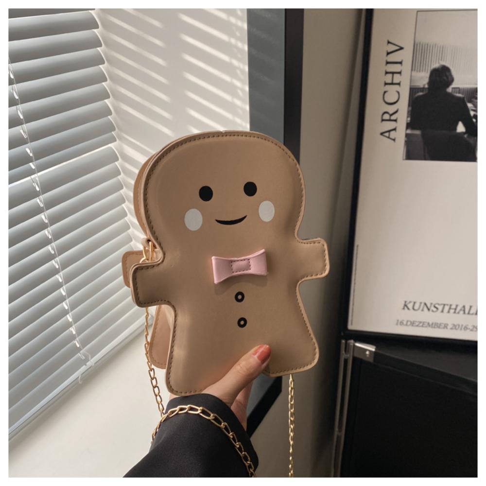

Сумки через плечо в форме мультяшного пряничного человечка для женщин, сумки через плечо, рождественские сумки, трендовые дизайнерские милые маленькие сумки с цепочкой хаки