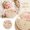 Baby Announcement Sign 5.9 Inch Wooden World Decor with Moon and Clouds for Nursery, Welcome New Baby