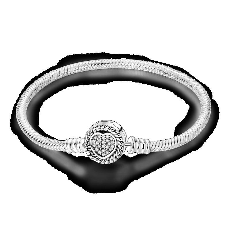 925 Silver Bracelet Butterfly Flower Clover Green Cat Claw Love Zircon Jewelry Gifts for Women 17-20CM