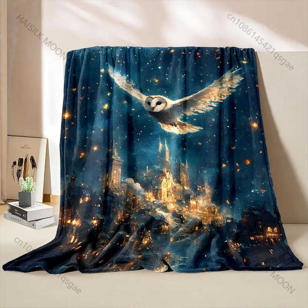 1PC Magical World Castle Owl Elements Printed Blanket Warm and Comfortable Blanket for Adults and Children Gifts Luxury Gifts