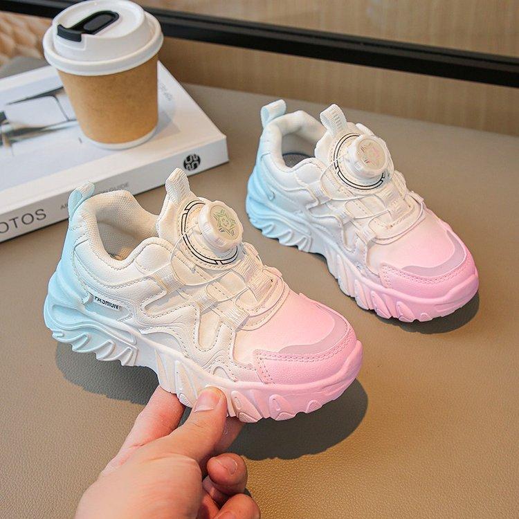 

Кроссовки для девочек с вращающейся кнопкой, детские папины кроссовки, осень 2025, новые дышащие сетчатые повседневные кроссовки для девочек, тренд 32-37 yards one hand 6 pairs