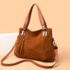 New retro big bag fashionable splicing PU fringed portable shoulder large capacity messenger commuter women's bag