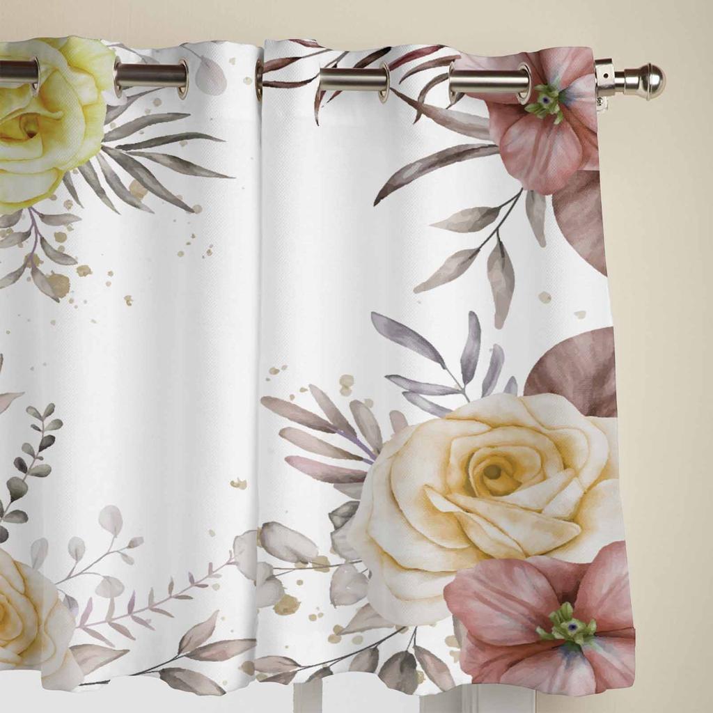 Plants Flowers Watercolor Window Curtains for Living Room Bedroom Curtain Modern Kitchen Blinds Drapes Curtains
