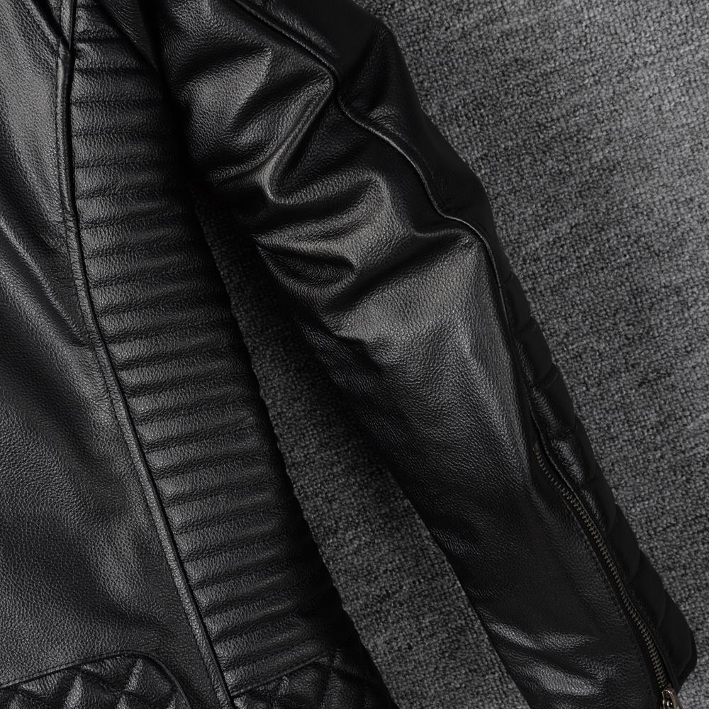 Giacca in Vera Pelle di Mucca Nera Uomo Giubbotti Motocicletta Bomber Abbigliamento da Equitazione Biker Cappotto in Pelle da Uomo Autunno