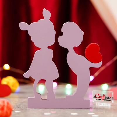 Regalo di San Valentino per Fidanzata Fidanzato | Ragazzo che Bacia Ragazza in Legno Cuore d'Amore Coppia Romantica Pezzo da Collezione | Regalo per San Valentino