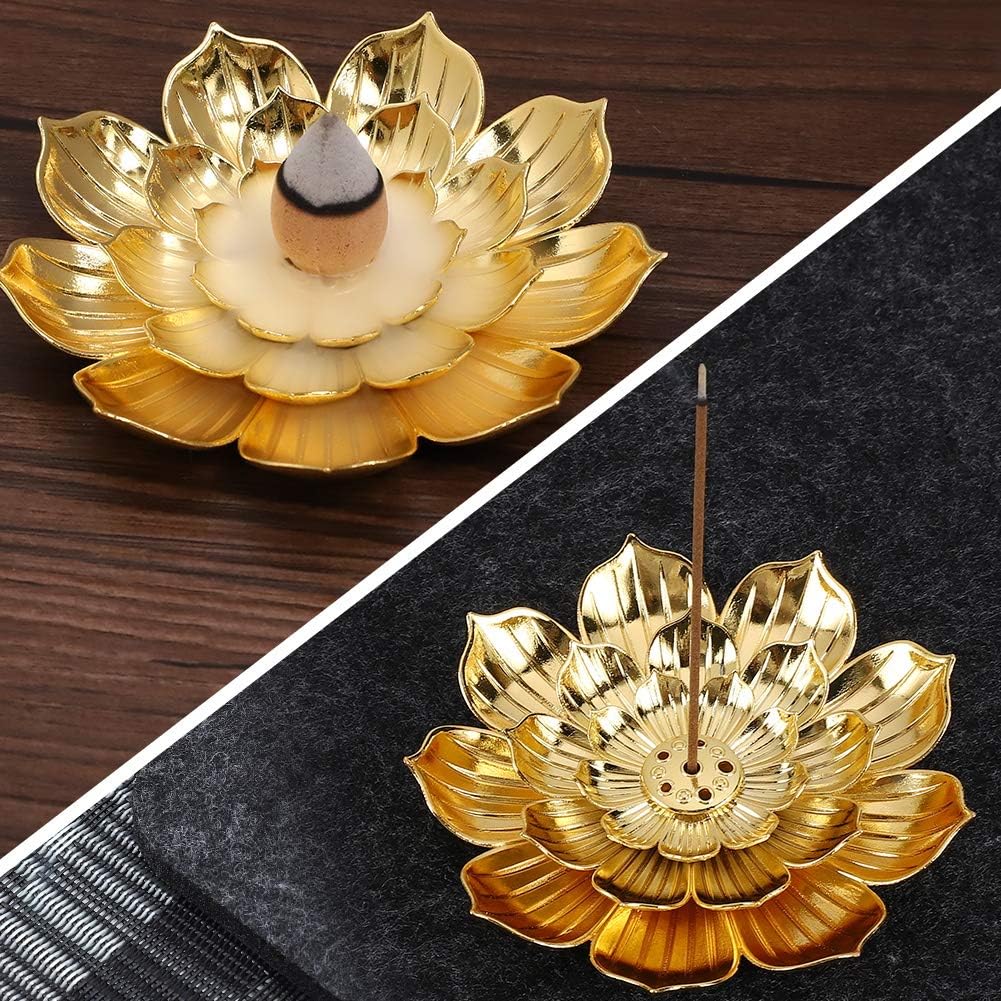Incense Holder for Sticks,Incense Burner, Lotus Detachable Ash Catcher for Home Decor,Yoga SPA Fragrance Accessories
