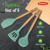 Silicone Non Stick Spatula Set of 3 with Wooden Handle
