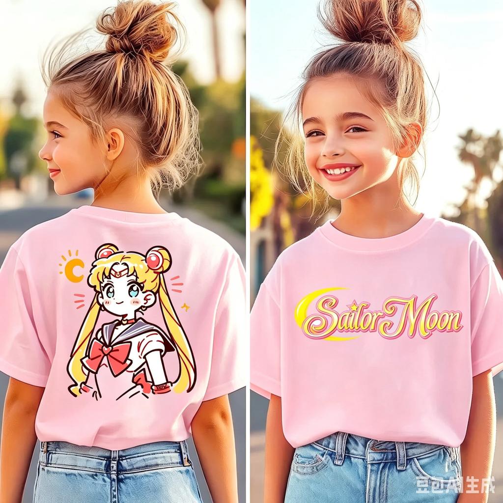 Sailor Moon Tshirt Printed Kids TShirt Boy Girl Unisex Summer Y2K Harajuku Loose Casual Short Sleeve Top for Chirldren Tees