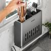 1-teiliges Küchenutensilienregal - Multifunktionaler Abtropf-Essstäbchenhalter Wandmontierter oder freistehender Besteckaufbewahrungsbehälter aus Kunststoff