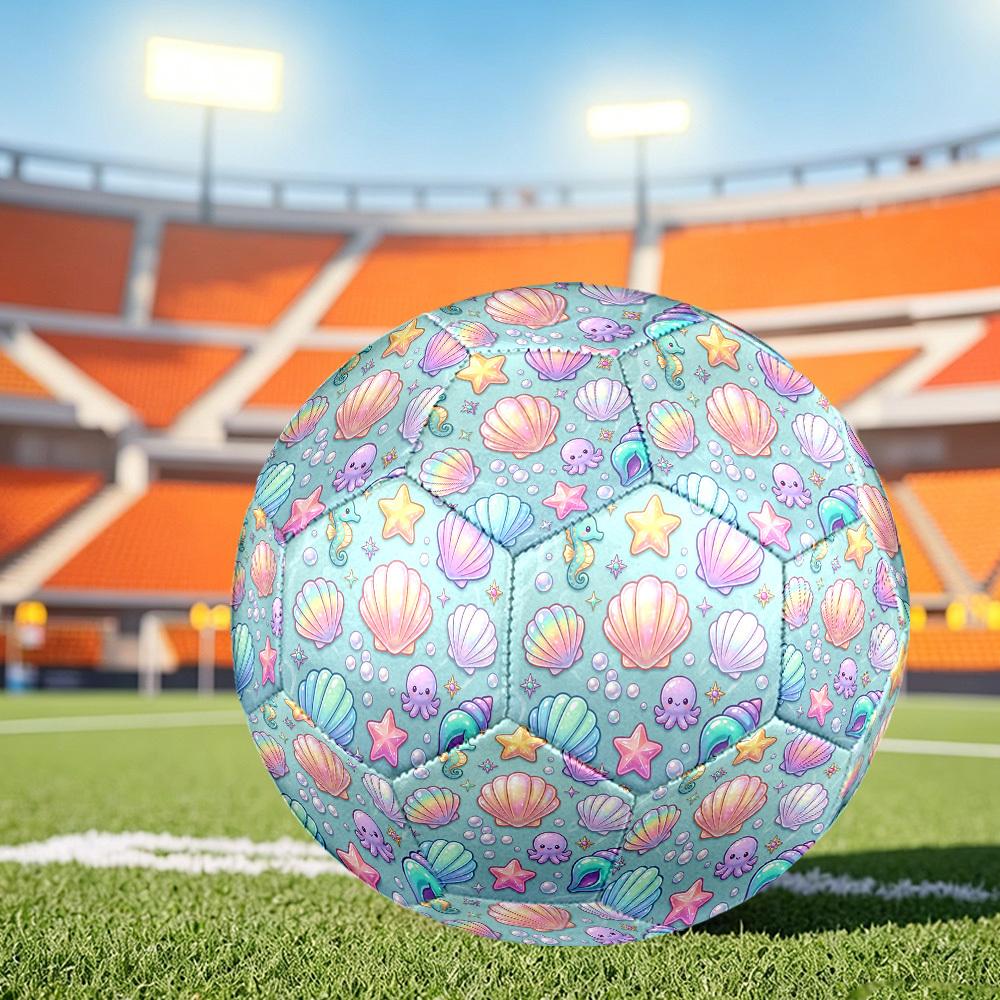 1pc Ocean Treasures Themed Soccer Ball, Size 5, Lightweight PVC Material, Outdoor Training Soccer Ball Gift. Q62225
