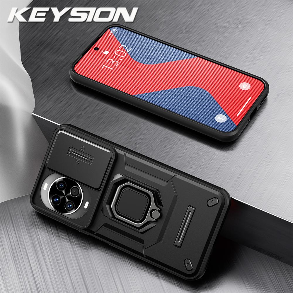 KEYSION Shockproof Case for Huawei nova 14 14 Pro Slide Camera Protection Metal Ring Stand Phone Back Cover for Huawei nova14Pro