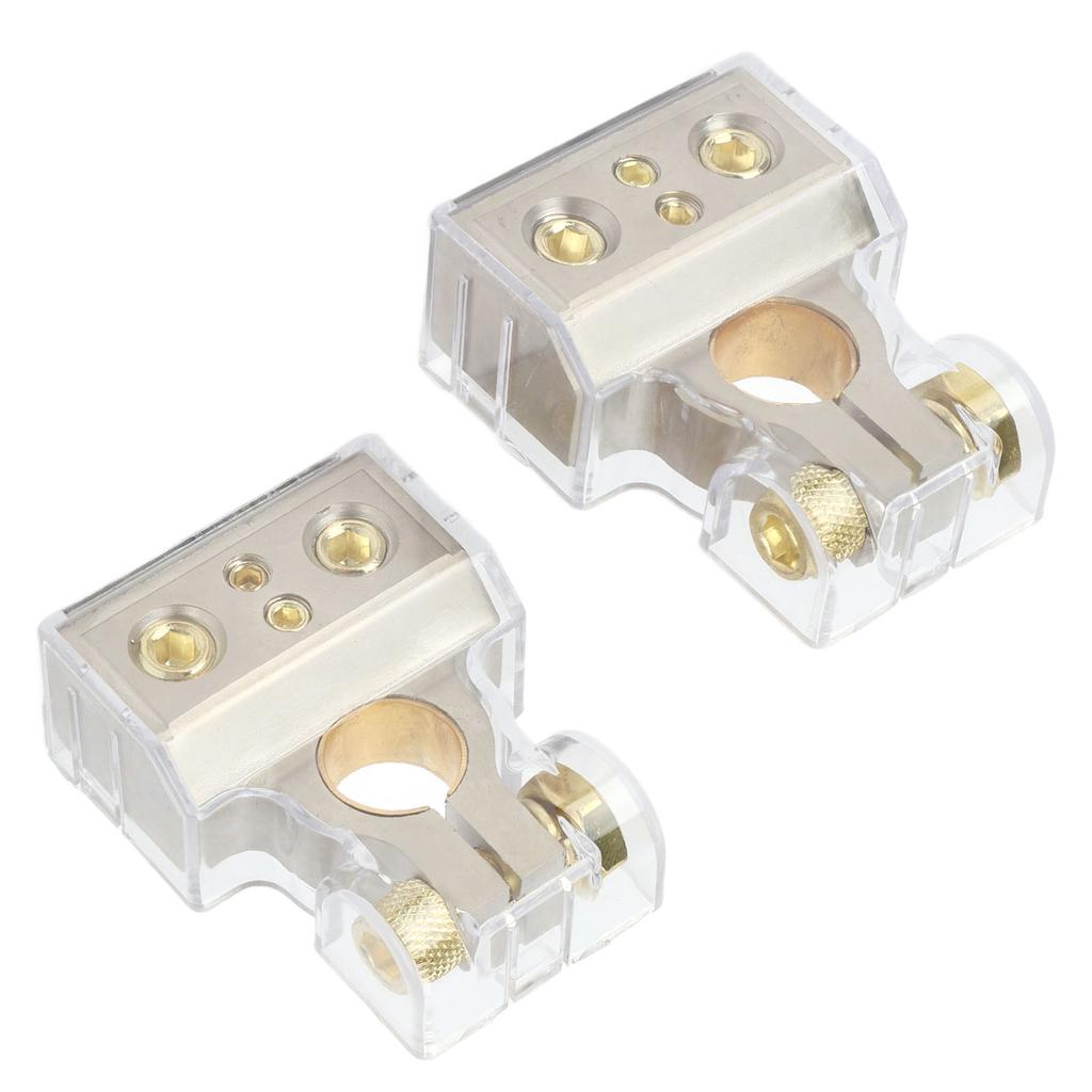 2 Pcs Battery Terminal Connectors 0 2 4 6 8AWG with Shims Protector Cover for Cars Caravans RVs Trucks Pickups
