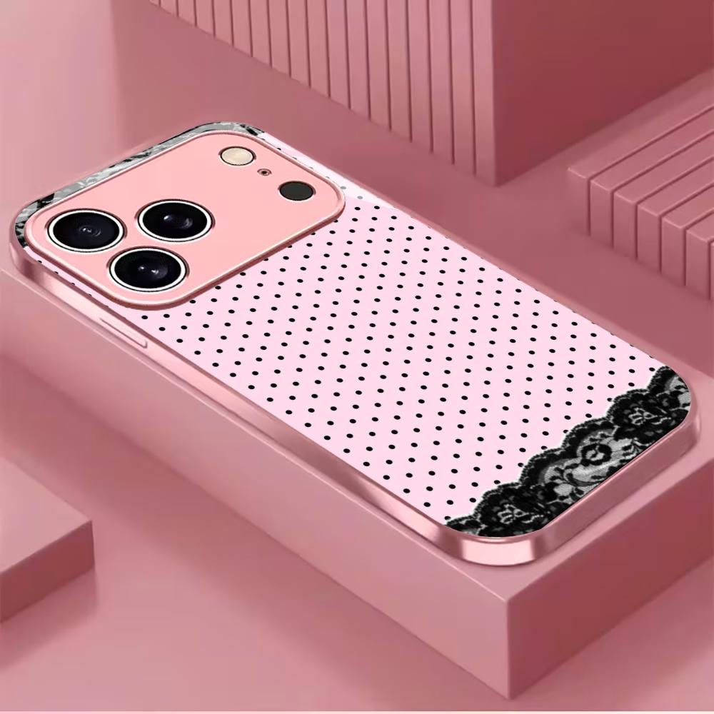 Modern Pink Polka Dot phone case for iphone 17 case for iphone 17 pro max cover Glass for iPhone 17 16 15 14 13 12pm Pro Plus