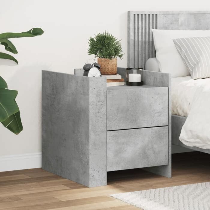 VidaXL Table de chevet gris béton 45x50x50 cm bois d'ingénierie, meuble de chevet, table d'appoint, armoire de lit, armoire 848286