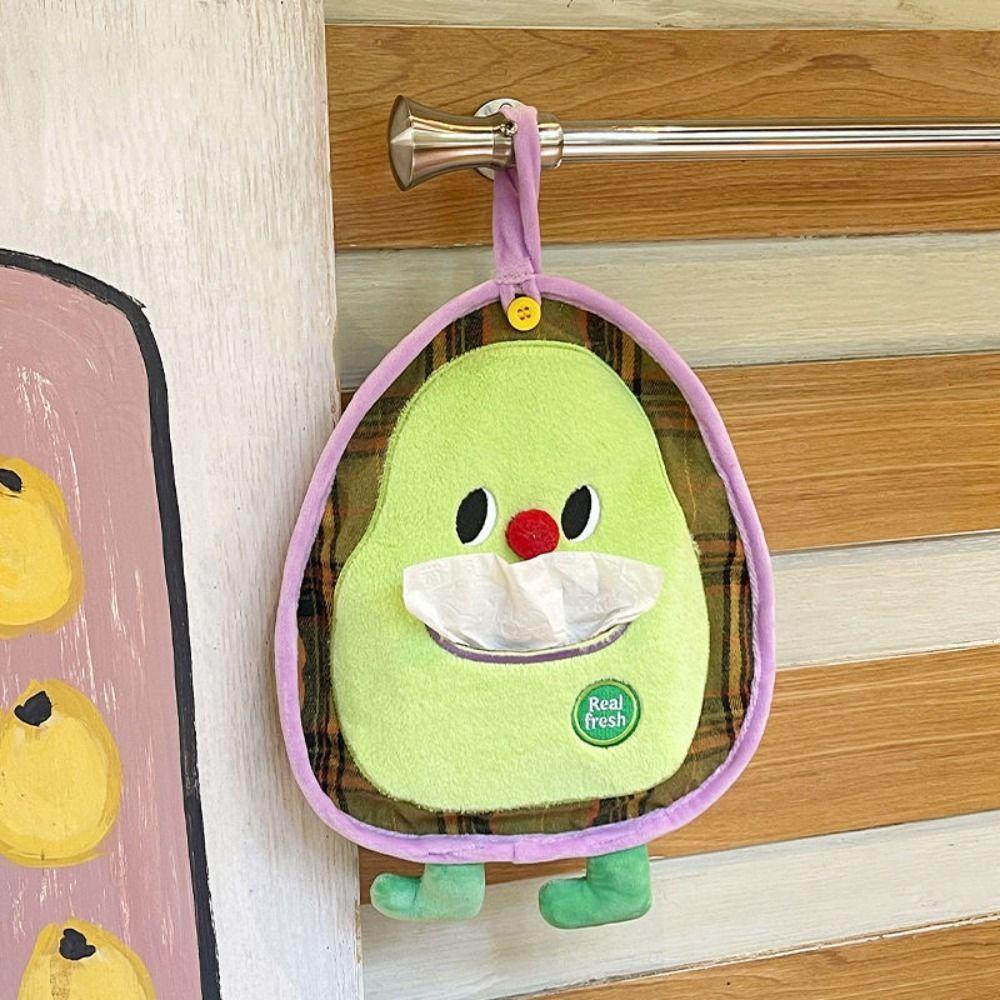 Plush Car Storage Bag Cartoon Hanging Tissue Bag Multi-Purpose Fruit Shape Tissue Box  Travel