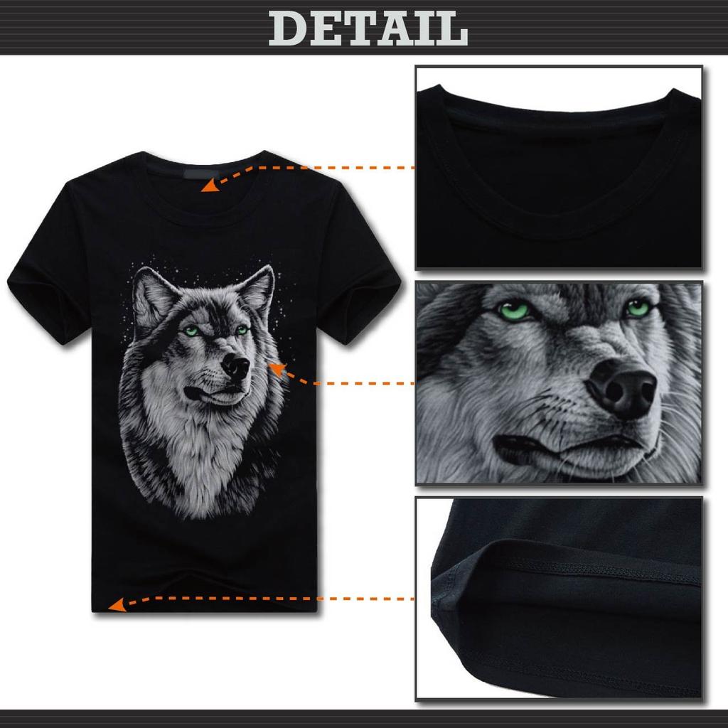 Chrome Crane Short Sleeve 3D Printed Wolf Size TSP001 Men's T-Shirt (03 Navy, S)