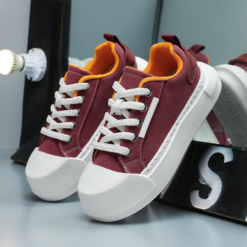 Canvas shoes men's summer new casual men's shoes 2025 youth low-top thick baseplate shoes fashion versatile trendy shoes men