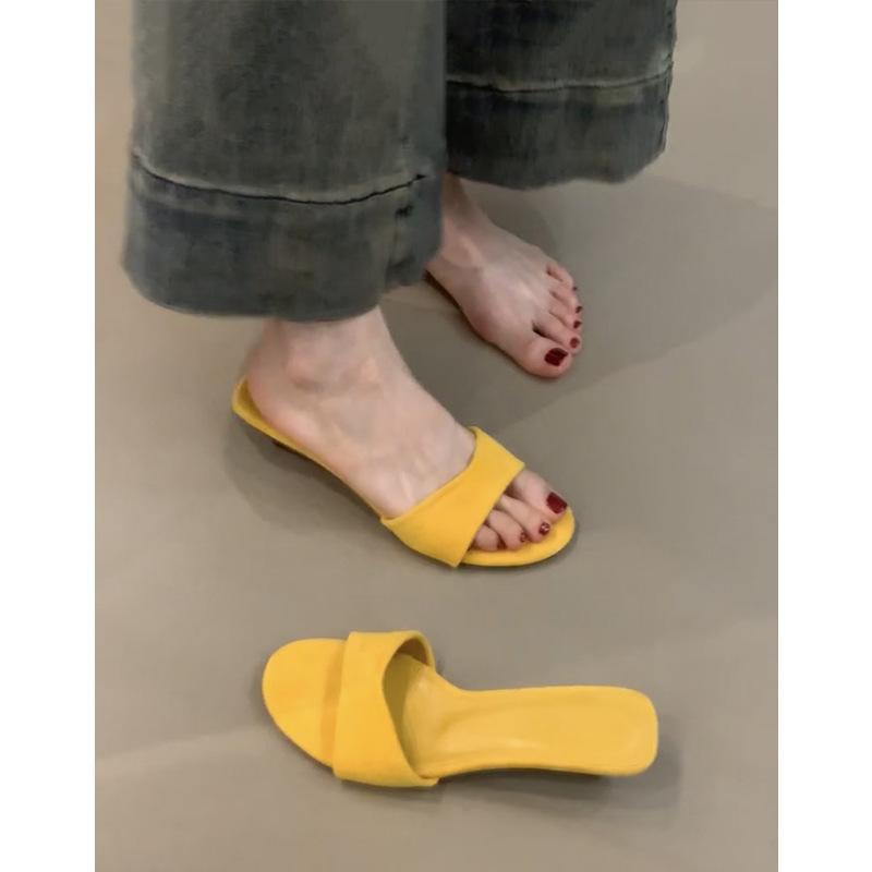 Slope heel open-toed slippers summer wear temperament high heels French beautiful cool slippers