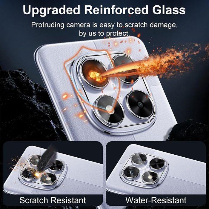 2 Displays aus gehärtetem Glas und 2 Rücklinsengläser für Xiaomi Redmi Note 14 Pro 5G (nicht für 4G) Stoßfest