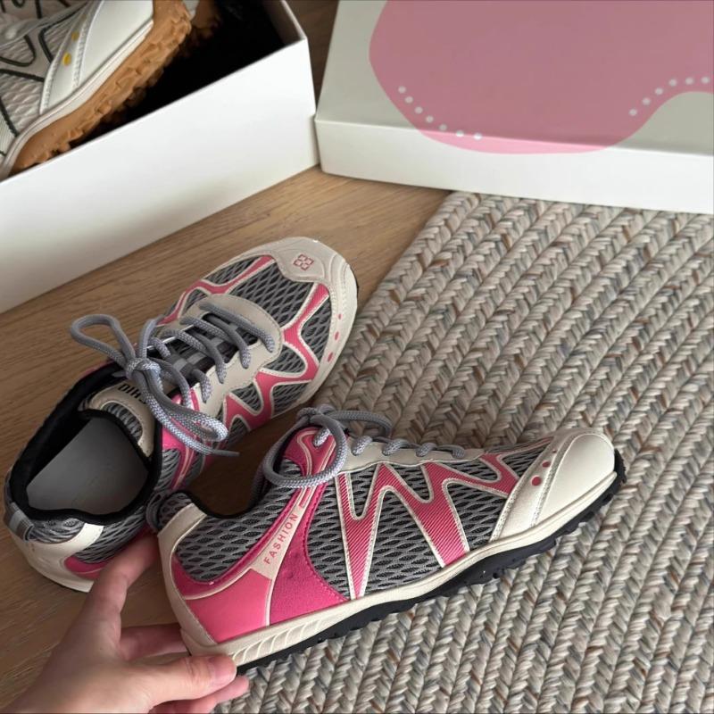 Retro Contrasting Color Splicing Ballet Girl New Breathable Mesh Fashionable Versatile Casual