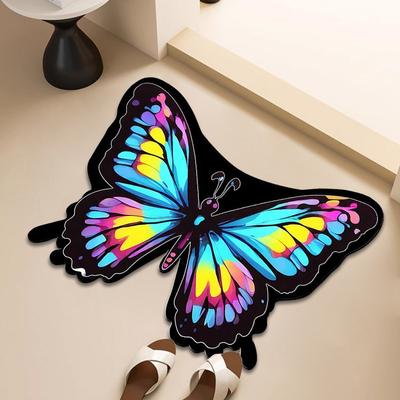 Butterfly Non-slip Floor Mat Bathroom Special-shaped Door Absorbent Foot Mat Quick-drying Toilet Bathroom Entrance Mat Carpet