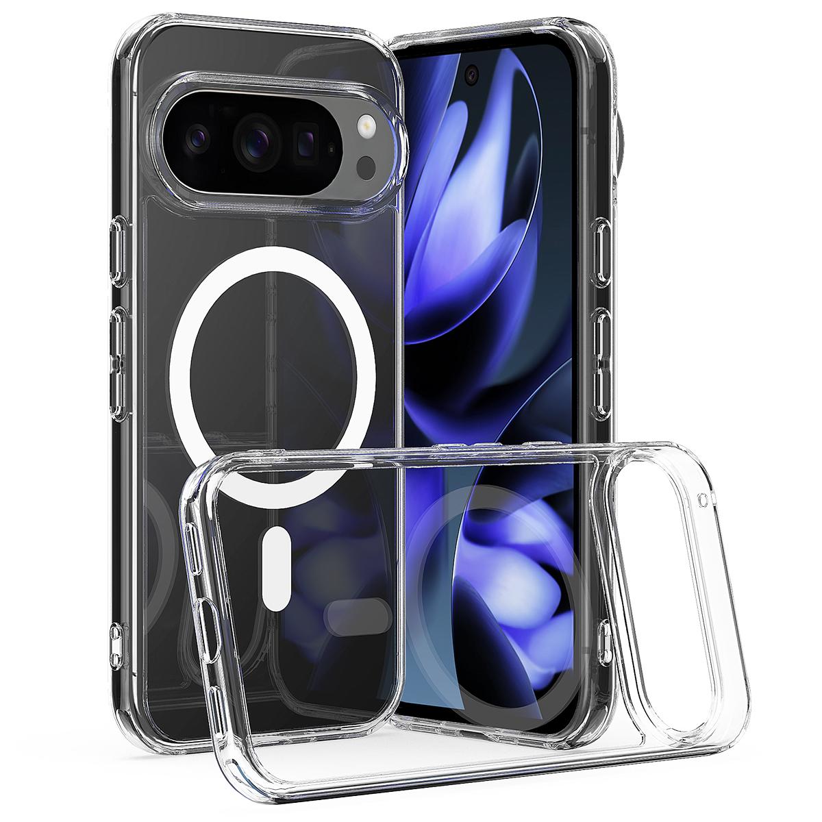 

Прозрачный чехол для Google Pixel 10 Pro, совместимый с MagSafe, задняя крышка из ТПУ+акрила Clear