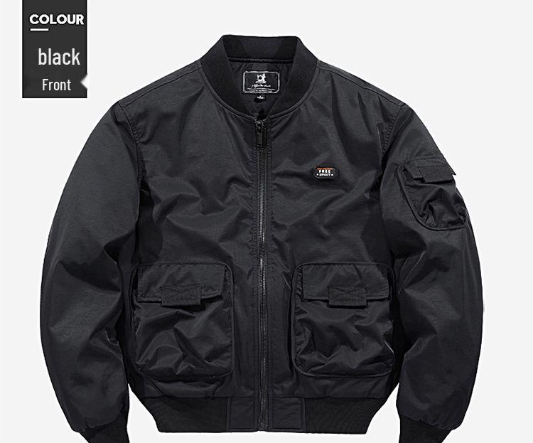 Chaqueta de Algodón Acolchada MA-1 para Hombre para Otoño/Invierno, Abrigo de Vuelo con Cuello de Béisbol