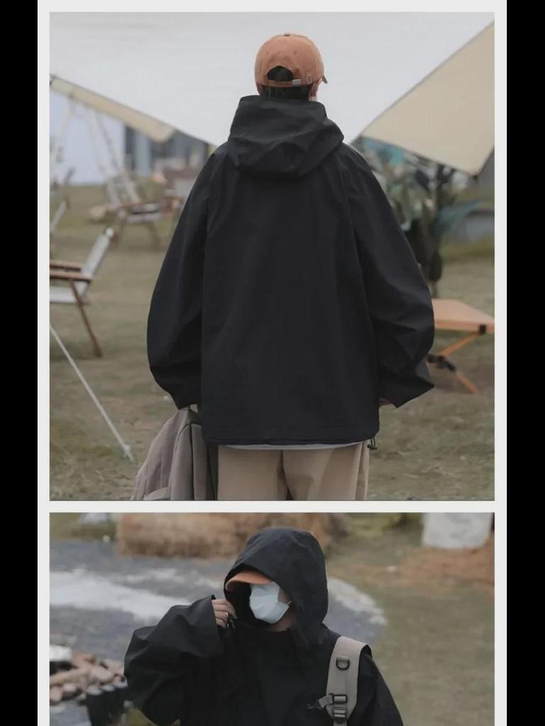 Pánská trendy černá bunda Warrior s kapucí – větruvzdorná a voděodolná, ideální na jaro a podzim