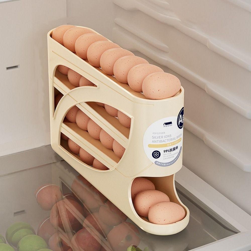 Frischhalte 4-stöckiger automatischer rollender Eierständer Kunststoff-Eierhalter Kühlschrank