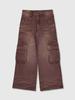 Pulobeusseon Circle Washed Denim Cargo Pants (Brown)